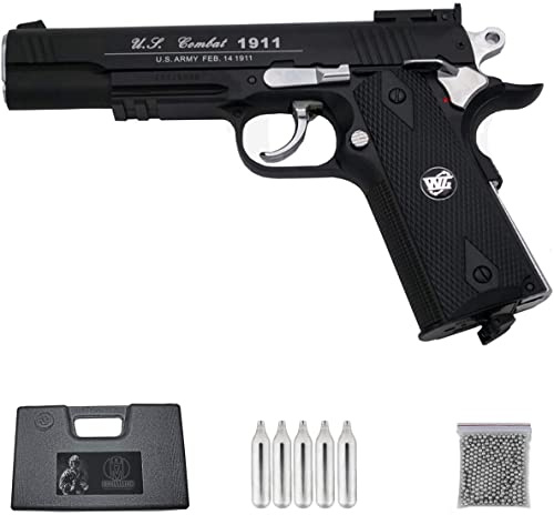 WG 1911 SPORT 601N | Pack Pistola de balines (perdigones Bolas de Acero BB's). Arma de Aire comprimido CO2 Calibre 4,5mm <3,5J