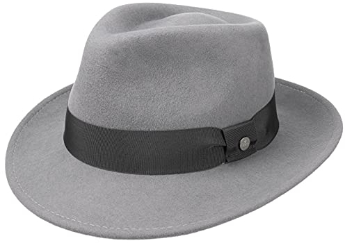 LIERYS City Filzhut Wollfilzhut Damen Herren Wasserabweisend Packable Bogarthut Fedora Sommer Winter grau M (56-57 cm)