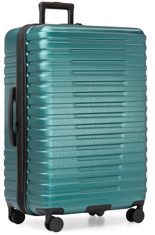 U.S. Traveler Boren Expandable Hardside Rugged Travel Luggage with 8 Spinner Wheels, Teal, Checked-Large 30-Inch