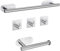 JiGiU Toalleros de Baño sin Taladro, 5 Piezas Juego de Accesorios de Baño 40CM 304 Acero Inoxidable Toallero Baño Autoadhesivo para Baño y Cocina-Color Plata