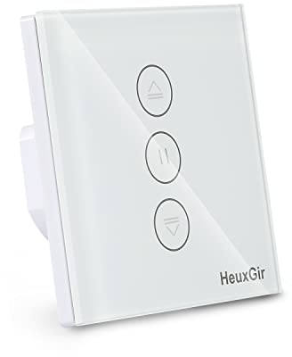 HEUXGIR Wlan Rolladen Zeitschaltuhr,Smart Rolladenschalter mit steuerbarer LED,Kompatibel mit Alexa/Google Home/Smart Life App,Requires Zero Conductor Pack of 1