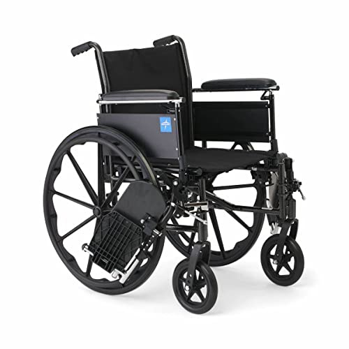 Medline K3 Guardian Wheelchair, 18 Wide Seat, Height-Adjustable Full-Length Arms, Elevating Leg Rests - Lightweight, Foldable Mobility Aid for Enhanced Comfort and Independence