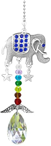 Elephant Crystal Garden Hanging Drop Prism Pendant for Window Rainbow Maker Home Decor Sun Catcher Car Hanging Accessories Ornament (Elephant)
