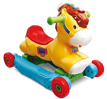VTech - P'tit Galop, Mon Poney Basculo, Porteur Bébé Évolutif, Cheval à Bascule Interactif, Jouet d'Activité et de Développement, Éveil Musical, Cadeau Bébé Dès 1 an - Contenu en Français