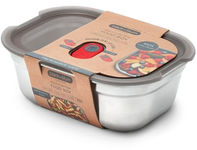 BLACK + BLUM Lunch Box - Meal Prep Containers Reusable for Picnic & Camping - Microwavable Stainless Steel Lunch & Dinner Food Storage Box with Leak Proof Lid - Dishwasher & Oven Safe - Small - 600ml