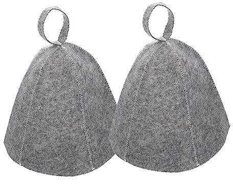 HAKIDZEL 2Pcs Felt Sauna Hat for Men Gray Suit Bath Set Hair Shower Cap Wool Felt Portable Flexible Thickened Breathable Sauna Room Accessories Supple Bathing Hat