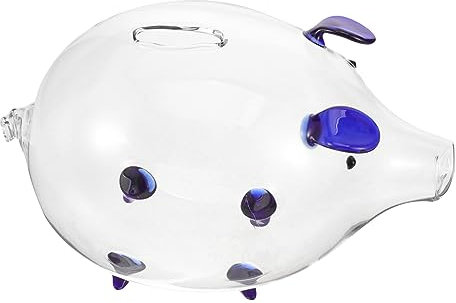 Abaodam Piggy Bank Pig Shape Money Pot Coin Saving Pot Glass Money Bank for Boys Decorative Coin Holder Adornment