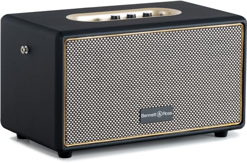 Bennett & BB-860A BK Blackmore Haut-Parleur Bluetooth rétro en Cuir avec accu 6000 mAh - Haut-Parleur Vintage avec 60W - Fonction stéréo True Wireless - Enceinte Noir