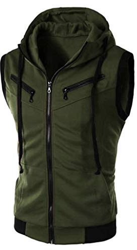 Camiseta Entrenamiento Hombre Compresión Cómoda Gym Algodón Tirantes Cremallera Tank Top Culturismo Chaleco con Capucha Baloncesto Sin Mangas Rugby Gimnasio