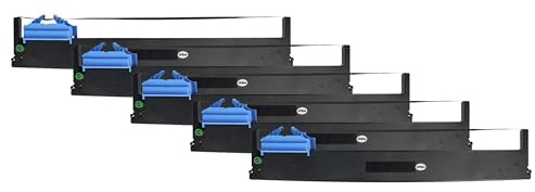 vhbw 5x Farbband Schriftband kompatibel mit Tally Dascom 5130 Nadeldrucker | Bondrucker - Schwarz