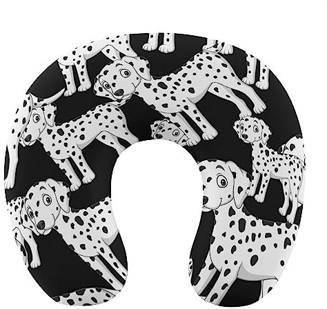 Oudrspo Dalmatiner-Hunde-Nackenkissen für Reisen, U-förmiges Memory-Kopfstützenkissen, tragbar, für das Auto, Zuhause und das Büro
