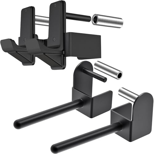 Kipika Set di ganci a J e supporto per piastre per power rack da 7,6 x 7,6 cm con foro da 1,5 cm o 2,5 cm, accessori per squat rack per allenamento di forza e stoccaggio pesi - Adatto a dischi