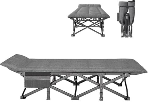 Klappbett Camping mit Matratze Tragfähigkeit 100 kg, Campingbett Klappbar Extra Breit mit Seitentaschen, für Camping Gästezimmer