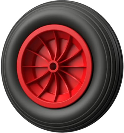 1 x Roue à air Ø 370 mm 3.50-8 palier lisse roue de brouette pneus, noir/rouge