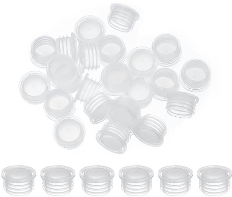 PATIKIL Bouchons Salières et Poivrières 16mm/0.63, 25pcs Bouchon de Rechange en Plastique Transparent avec Anneau de Traction pour Pots de Fleurs Bouteilles à Condiments Eau Tuyaux, Blanc