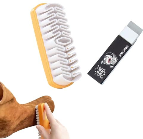 Spazzole per Scarpe Scamosciate, gomma per camoscio,pulizia scarpe scamosciate,Set di 2 Spazzole Scarpe, Nabuk Detergente per Scarpe a 4 lati