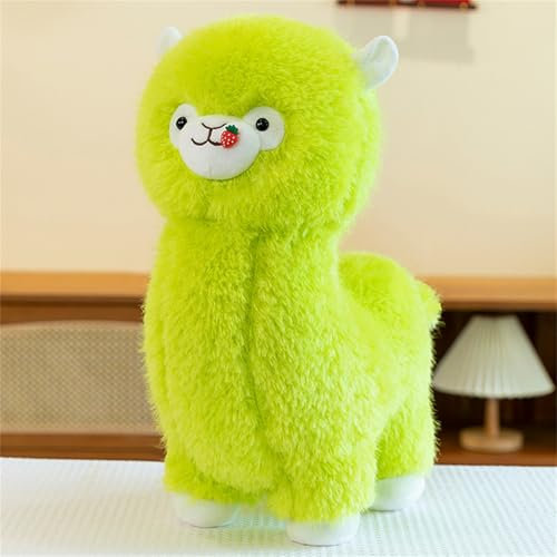 Alpaka-Plüschtier, Weiches Alpaka-Kissen-Stofftier, Plüsch Alpaka Puppen Süß Klein Lama Plüschtier, Geschenk für Kinder Mädchen Jungen (35 cm,Grün)