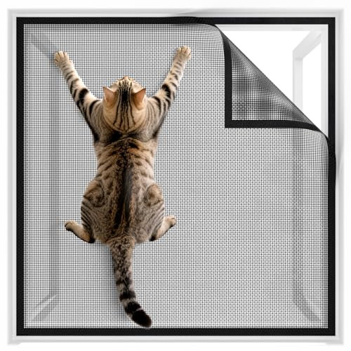 BKSAI Moustiquaire Fenêtre Chat pour Protection Fenetre Chat sans Percer, 130 * 150cm Moustiquaire Chat Solide et Recoupable pour Fenêtre Anti-Moustique Anti Insecte Protege Chats