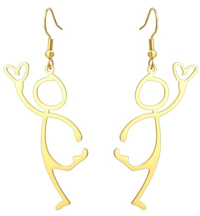 KKJOY Boucles d'oreilles de Gribouille Drôle en Acier Inoxydable Pendentif de Geste Exprimer l'Amour Bijoux pour Femme Charmantes Dames