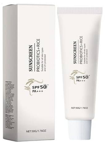 Rice Probioticss Sunscreen - Probioticss Spf 50+ Pa++++, 50g Moisturizing Sunscreen -Long-Lasting Sun Cream for Face, Crema Ligera De Protección Hidratante, Barrera Protectora Para El Cuidado Piel