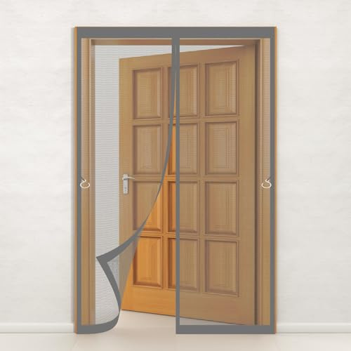 Moustiquaire Porte Fenetre 100 x 222 cm Moustiquaire Magnétique Anti Mouche Anti Insecte Rideau Moustique Mouche Insecte pour Porte Exterieur, Gris