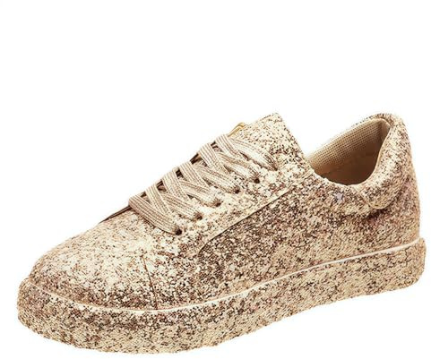FQLGJMY Plataforma de Mujer Glitter Zapatillas de Deporte con diseño de Encaje Sparkling Zapatos de Tenis Ligeros Strass Moda Chunky Bling Zapatos para Boda Novia Brillante Lentejuelas Fiesta