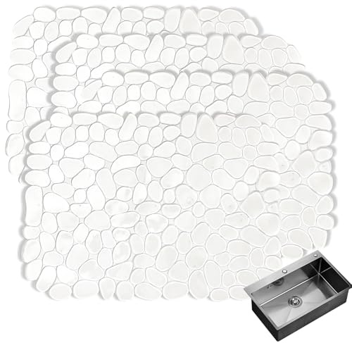 4 Pack Sink Protector Mat, 40 x 30 cm Clear PVC Sink Protector Non-Slip Sinks Drainer Mat Cuttable Fast Draining Mats, Cut to Size Draining Board Mats Pad，for Bathroom Kitchen Countertop