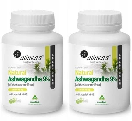 Aliness Ashwagandha, Extrait de Racine, 2 x 100 capsules Vege, 560mg, Normalisé à 8% Vitanolides et 1% Alcaloïdes, Soutient la Résistance au Stress