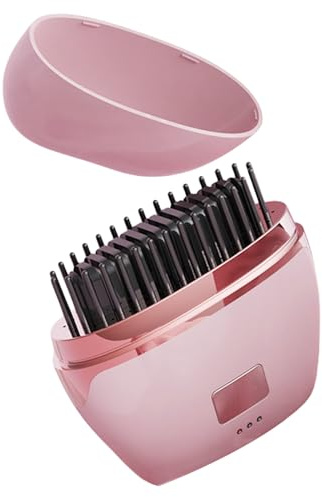 Cepillo Alisador para Pelo Sin Cable - Peine Portátil de 3 Temperaturas | Alisador Estilizador de Cabello de Calentamiento Rápido,para Cabello Grueso Encrespado Corto y Rizado para Uso Diario