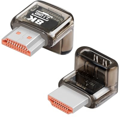 YANBORONSN 8K HDTV 2.1-adapter, 90 graders uppåtvinklad hane till hona HDTV-adapter som stöder 8K@60Hz, 4K@120Hz för TV-box, projektor, TV, bärbar dator (2-pack)