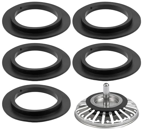 5 Pcs Kitchen Sink Drain Seal Ring,O-Rings Gasket Seal for Kitchen Basket Strainer Plug Rubber Seal Gasket Rings Washer Bathroom Sink Drain Seal Rings,Black