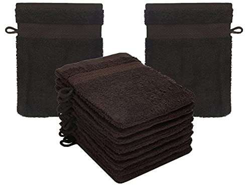 Betz Premium Juego de 10 Piezas de Manoplas de baño – franelas de Rizo para Limpieza Facial - de algodón 100% - manopla de baño para bebés - marrón Oscuro