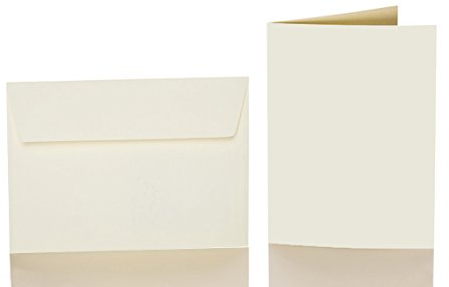 Paper24 25 Faltkarten blanko mit Umschlag 120x170 mm, Briefumschläge B6, Doppelkarten mit Umschlag sind ideal für Geburtstag in Zartcreme