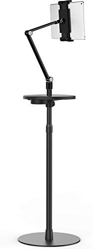 Thingy Club Support de tablette au sol pour iPad, compatible avec les smartphones de 3,5 à 6 et les tablettes de 7 à 10 telles que iPad, iPhone X, iPad Pro, iPad Mini, iPad Air 1-2/iPad 2-4 (noir)
