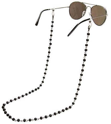 Alpenflüstern Brillenkette Holzperlen - Sonnenbrillenkette, Maskenkette, Kette für Sonnenbrille (schwarz) HHK011