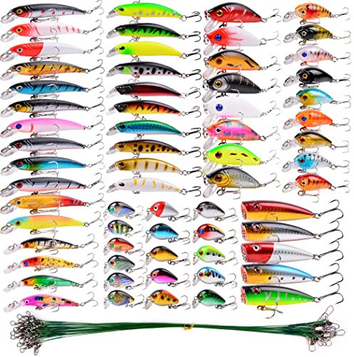 Aorace 84-teiliges Angelköder-Set aus Metall, Jigging-Löffel, Hartköder, Elritze Crankbait VIB Swimbait für Barsch, Hecht, geeignet für Salzwasser und Süßwasser