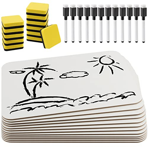 KOHAND 12-pack 30 x 22,5 cm liten whiteboard, bärbar dubbelsidig torr whiteboard