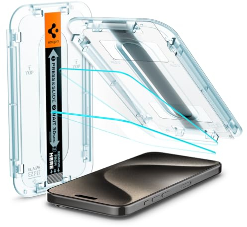 Spigen EZ Fit Tempered Glass Screen Protector for iPhone 15 Pro Max (2 Pack)