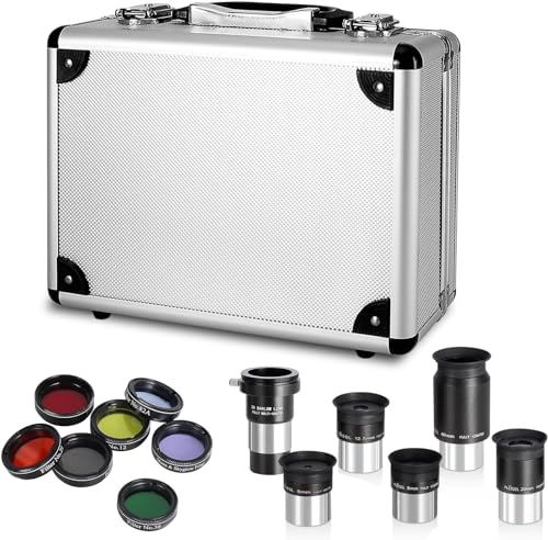 CelticBird 13-teiliges Teleskop-Zubehörset - 1,25 Teleskop-Okular- und Filterset mit Stabiler Tragetasche - 5 Stück Plossl-Teleskop-Okulare - 2X Barlowlinse - 7 Stück Filter