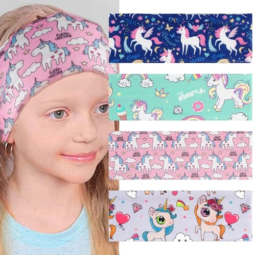 LEOEASIY 4 Stück Stirnband Kinder Stirnband Mädchen Haarband Mädchen Stirnband Kinder Mädchen Haarbänder Mädchen Geeignet für 5–15 Jahre Alt Vielseitiges Stirnband Geeignet für Make-up und Fitness