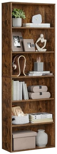 VASAGLE Bookcase, 6-Tier Bookshelf, Open Storage Shelf, Shelving Unit, 24 x 60 x 178.5 cm, for Living Room, Home Office, Dinning Room, Rustic Brown LBC169K01