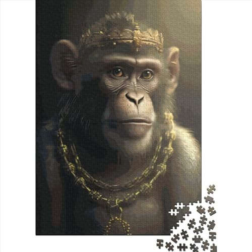 FUmoney Puzzle 1000 Teile Holzpuzzle „Goldener AFFE“ Holzpuzzle Kreativpuzzle für Teenager Lernspielzeug Spiel für Erwachsene Geschenke 1000 Stück (75 x 50 cm)