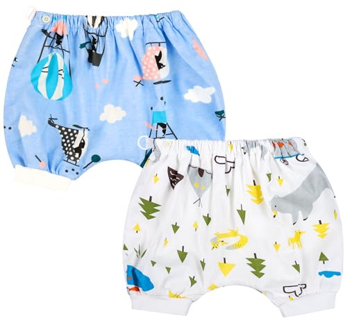 MOEMOE BABY Pantalon Imperméable Enfant Short, Jupe de Couche, Culotte Apprentissage Propreté, Couche Imperméable, Bleu, 7-9 Ans, XL, Lot de 2