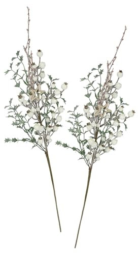Ilex - Rama artificial con bayas (2 unidades, 67 cm, ramas de bayas, ramas decorativas grandes, ramas artificiales para coronas de Adviento, guirnaldas, jarrones de suelo, decoración de Navidad,