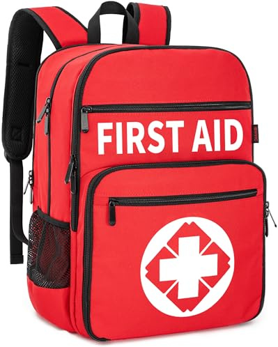 IBVIVIC Erste-Hilfe-Rucksack, leere Notfalltasche mit mehreren Taschen, für Outdoor-Reisen, Camping, nur Tasche