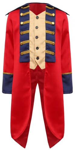 Loodgao Boys Medieval Prince Tailcoat Jacket Kids Christmas Halloween Costume Long Sleeve Victorian Steampunk Frock Coat Red 11-12 Years