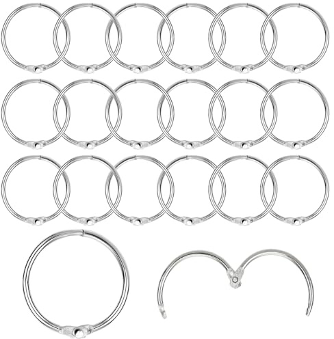 REEKNOKOL Binder Rings, 20 Pcs Paper Rings Flash Card Rings Metal Rings for Craft 30mm Flashcard Rings Binding Rings for Flash Cards Papers Craft Keychains School Office (Silver)