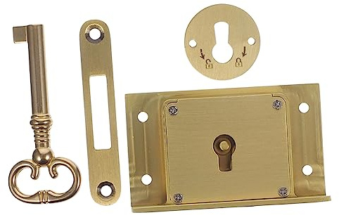 EXQUIMEUBLE Vintage Brass Drawer Lock for Furniture and File Drawers Secure Home Cabinet Lock with Beautiful Shape Protecting Small Items