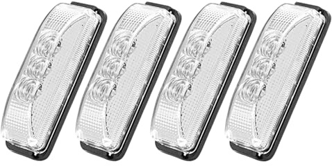 Krtopo Juego de 4 Luces de Galibo para Remolque con 3 LED 12V/24V | Luces de Posición Laterales LED 103mm Estancas Universales para Camión Remolque Autocaravana Barco Vehículos Pesados (Blanco)