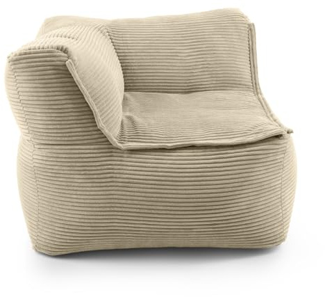 Lumaland modulär sittsäck hörn vänster manchester, 340 l för modulär soffa | perfekt match med fåtölj och puff | EPS-pärlor saccosäck med fyllning | Inomhus lounge sittdyna tvättbar för vardagsrum